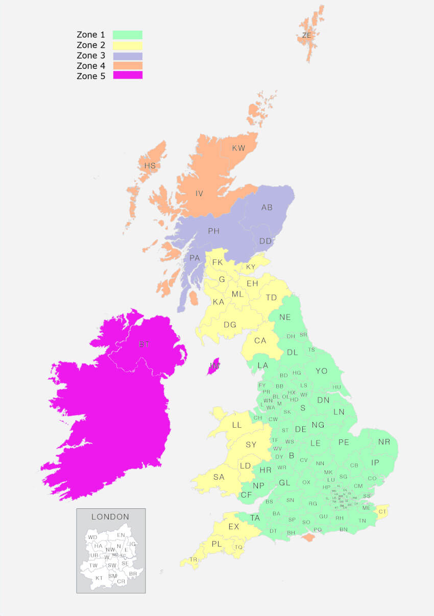 Dunlopillo Delivery Map