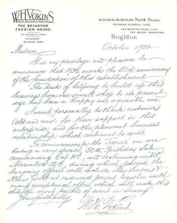 Vokins Sale Letter 1932