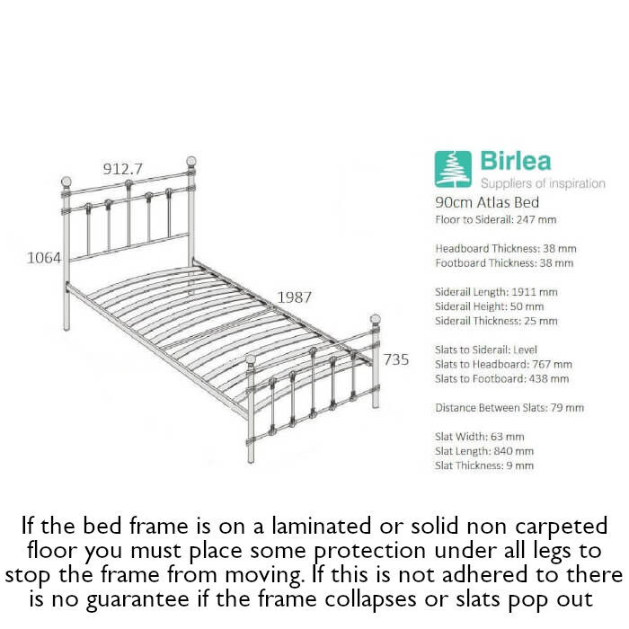 Birlea Atlas Bed Frame Measurements 90cm