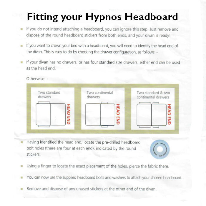 Hypnos Headboard Fitting Instructions
