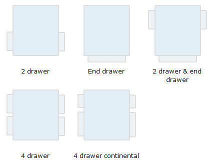 Drawer combinations for double, king and super king sized beds