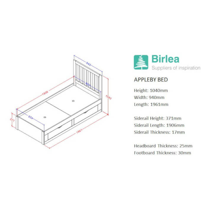 Birlea Appleby Bed Frame measurements
