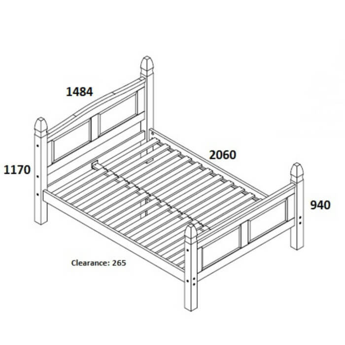 Birlea Corona High End Pine Bed Frame 135cm