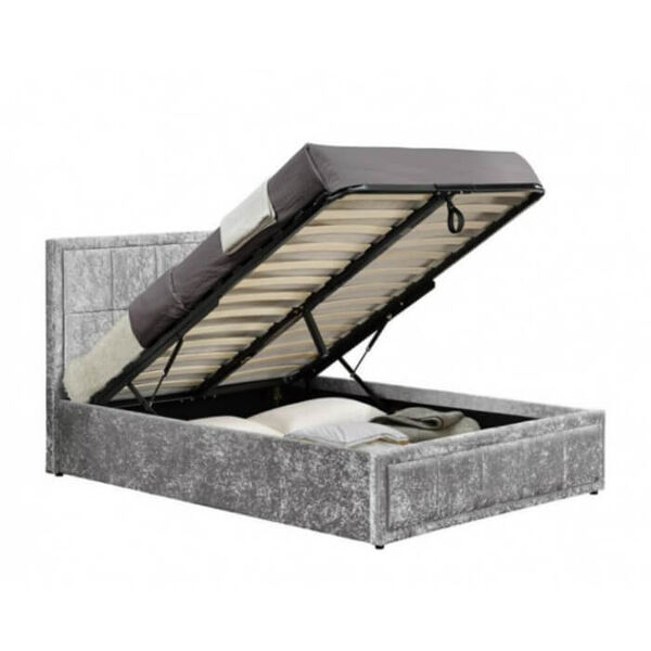 Birlea Hannover Ottoman Bed Frame Steel Crushed Velvet
