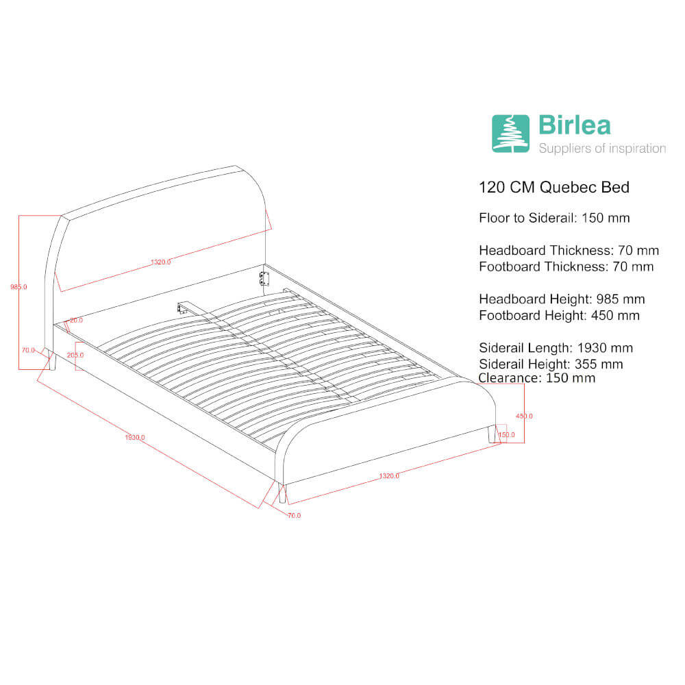 Birlea Quebec Bed Frame Measurements 120cm