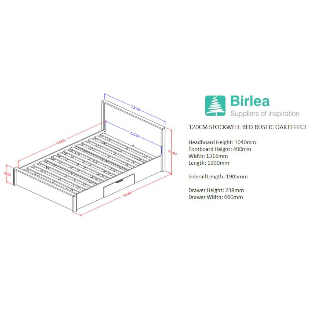 Birlea Stockwell Bed Frame Measurements 120cm