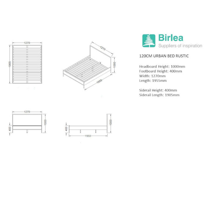 Birlea Urban Bed Frame Measurements 120cm