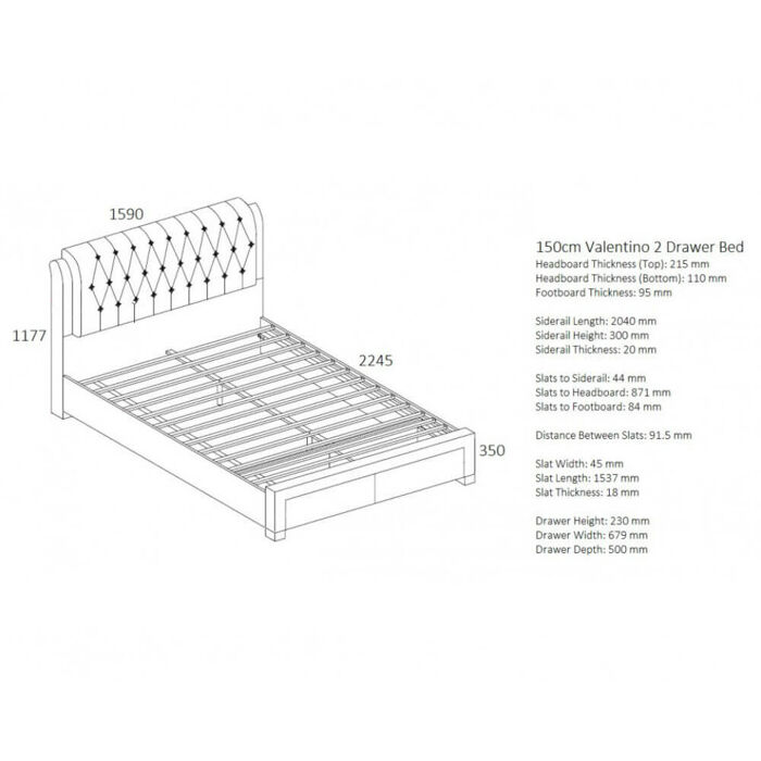 Birlea Valentino Bed Frame 150cm