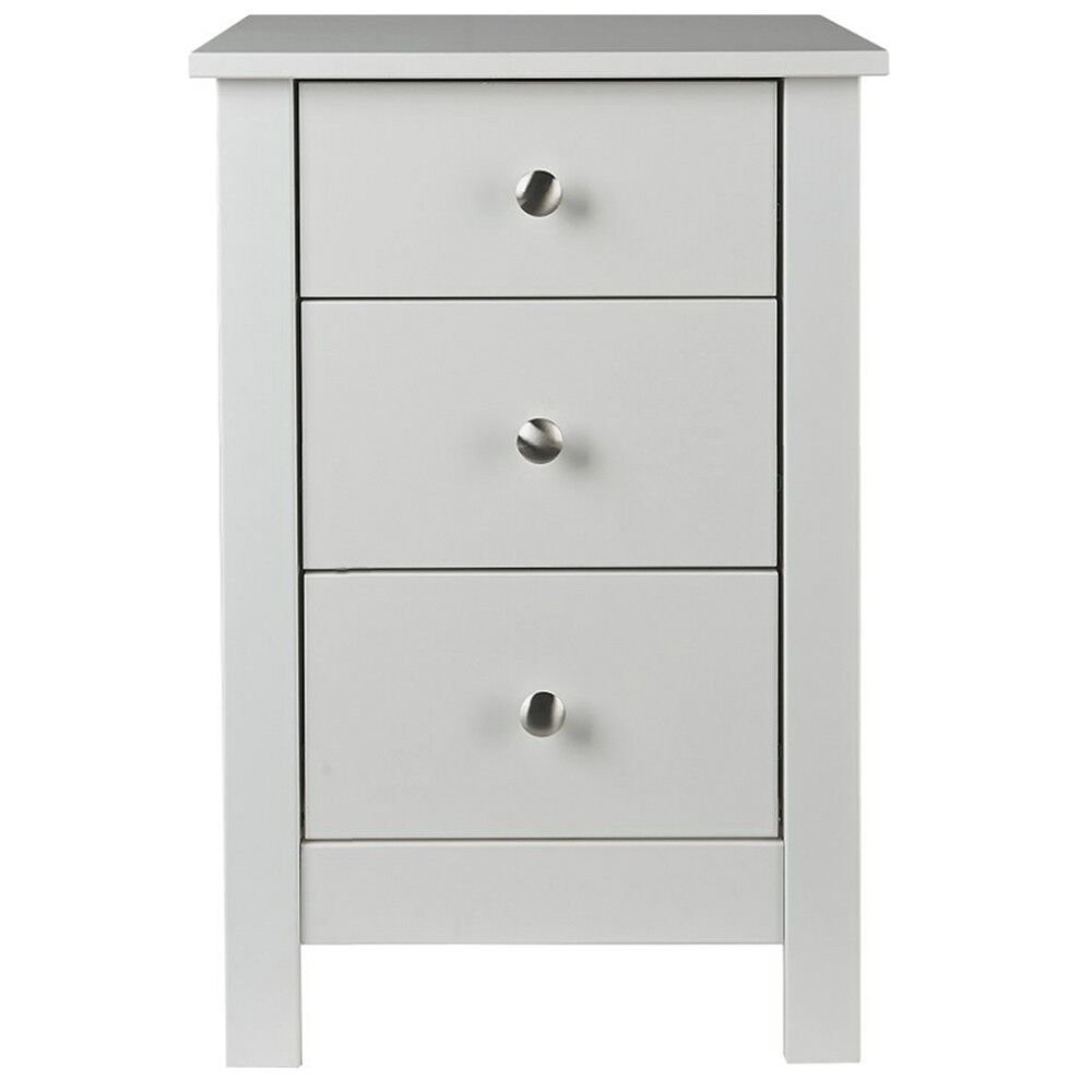 Florence White 3 Drawer Bedside Chest