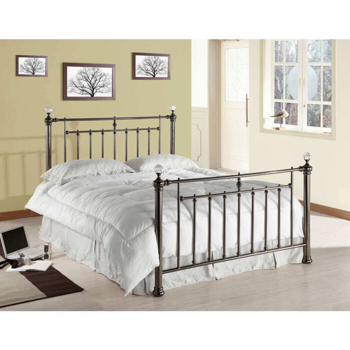Time Living Alexander Bed Frame Black Nickel with Crystal