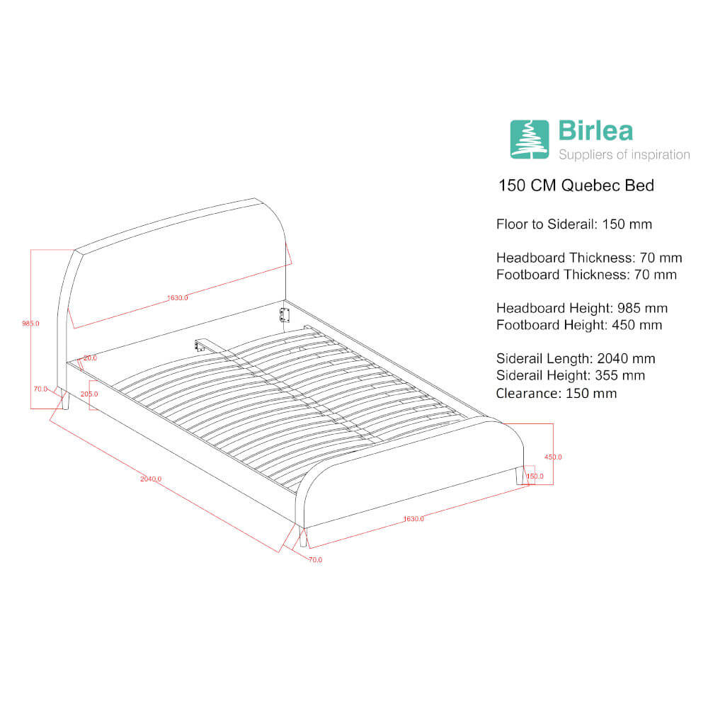 Birlea Quebec Bed Frame Measurements 150cm