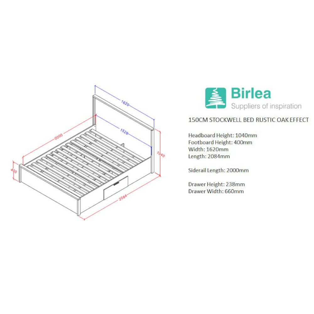 Birlea Stockwell Bed Frame Measurements 150cm