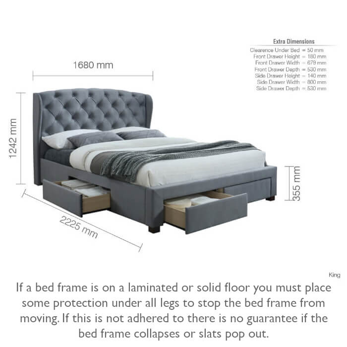 Birlea Hope Bed Frame Fabric Beds, Length And Width Of A King Size Bed Frame