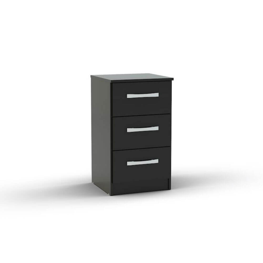Birlea Lynx 3 Drawer Bedside Chest Black
