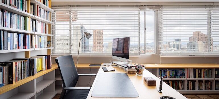 An office with a view of the city.