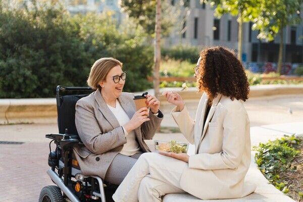 Two women talking