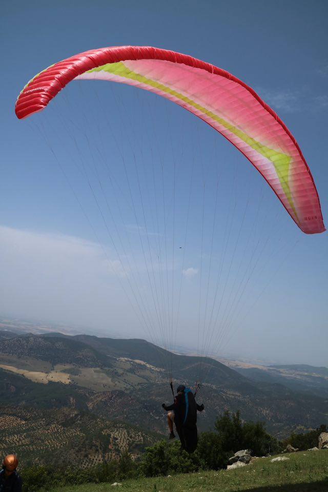 Taking off with a paraglider
