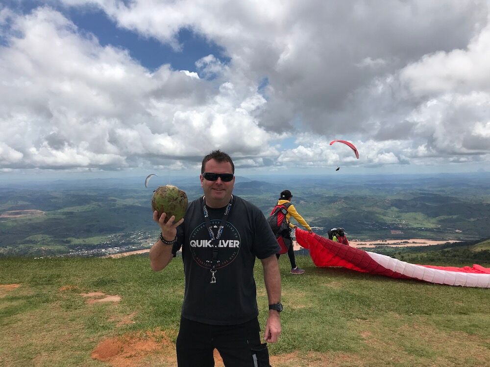 Kev in Brazil, coconuts and flying