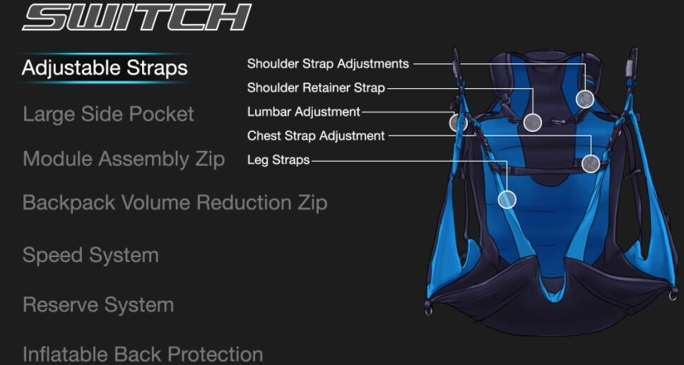 Ozone Switch harness adjustable straps