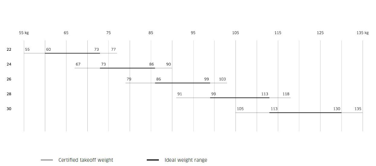 Advance Epsilon DLS weight ranges