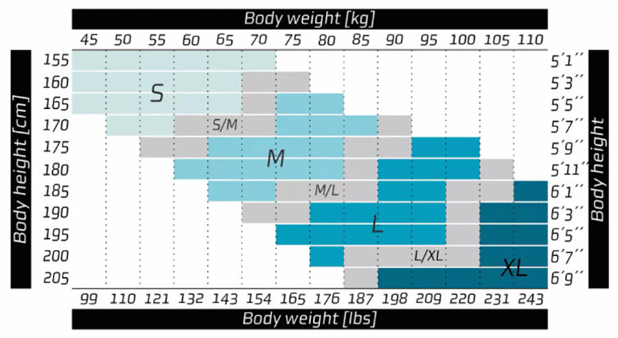 Woody Valley GTO Light 2 size chart