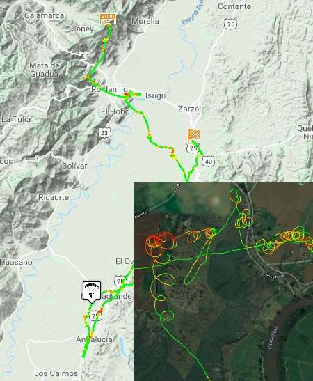 Flymaster graphic of paragliding progression XC week