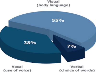 Pie chart showing importance of body language