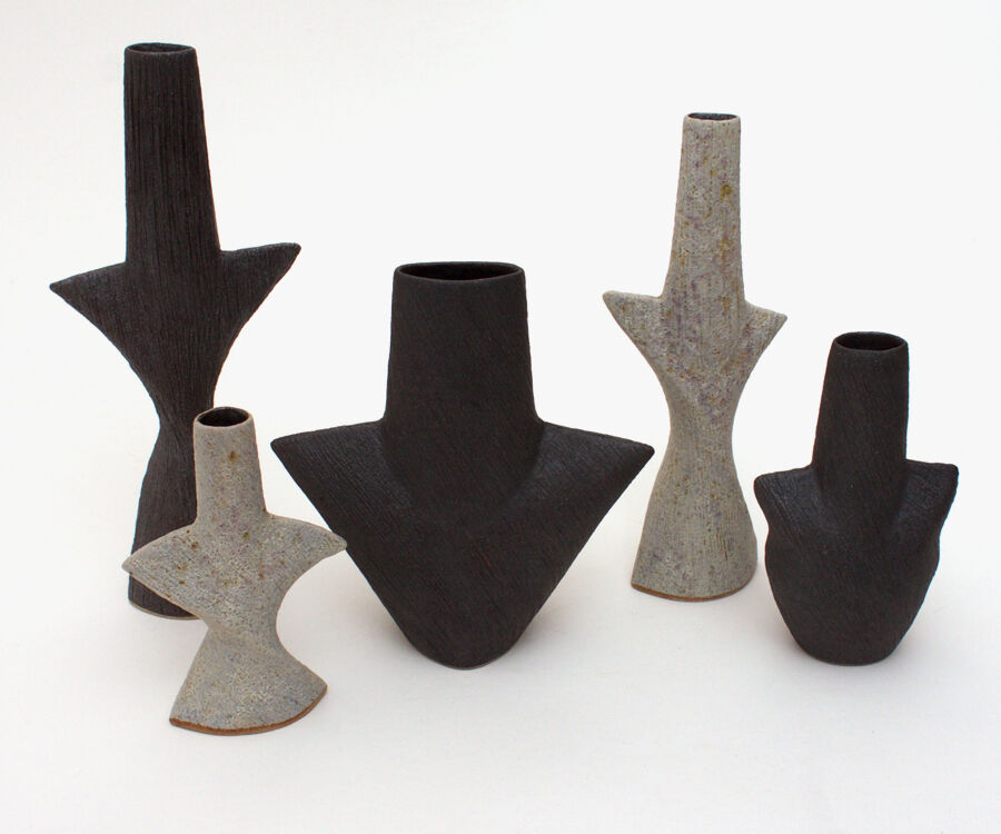 Group of ceramic stoneware sculptural forms by Chris Carter