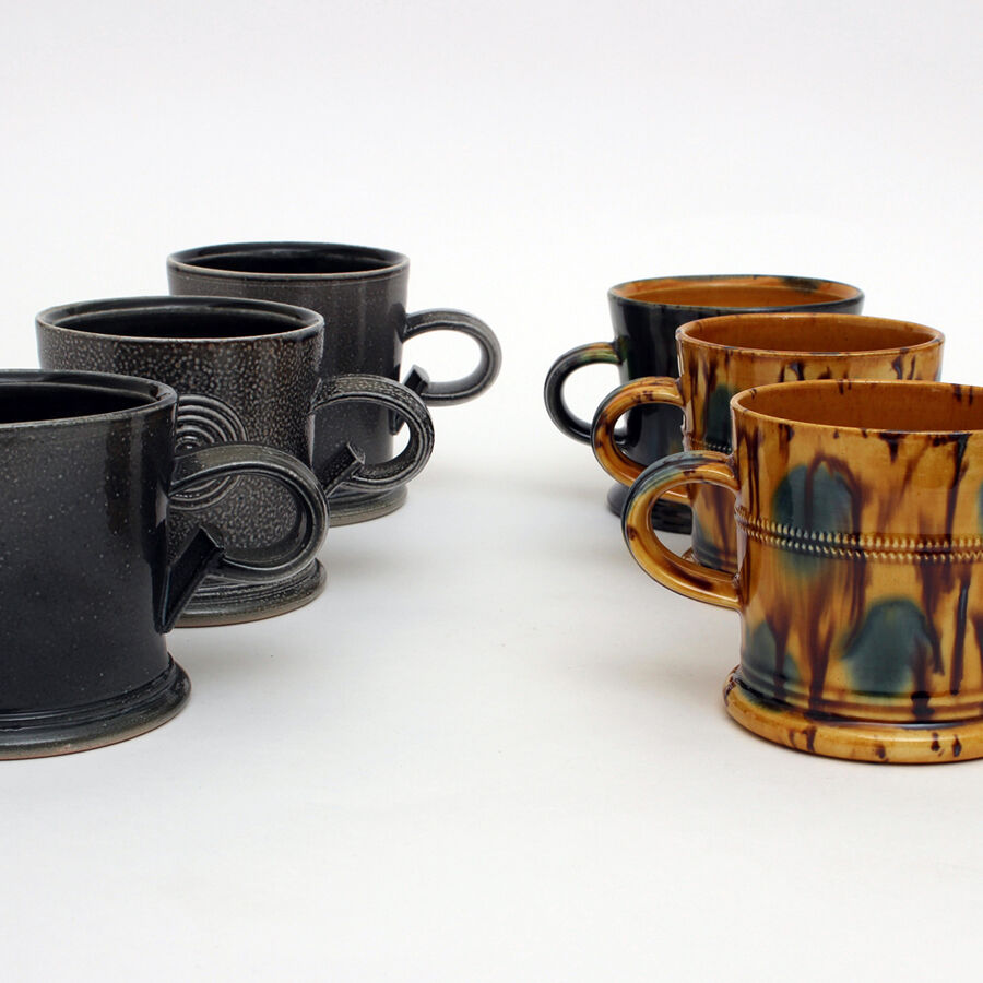 Walter Keeler salt glazed and earthenware mugs