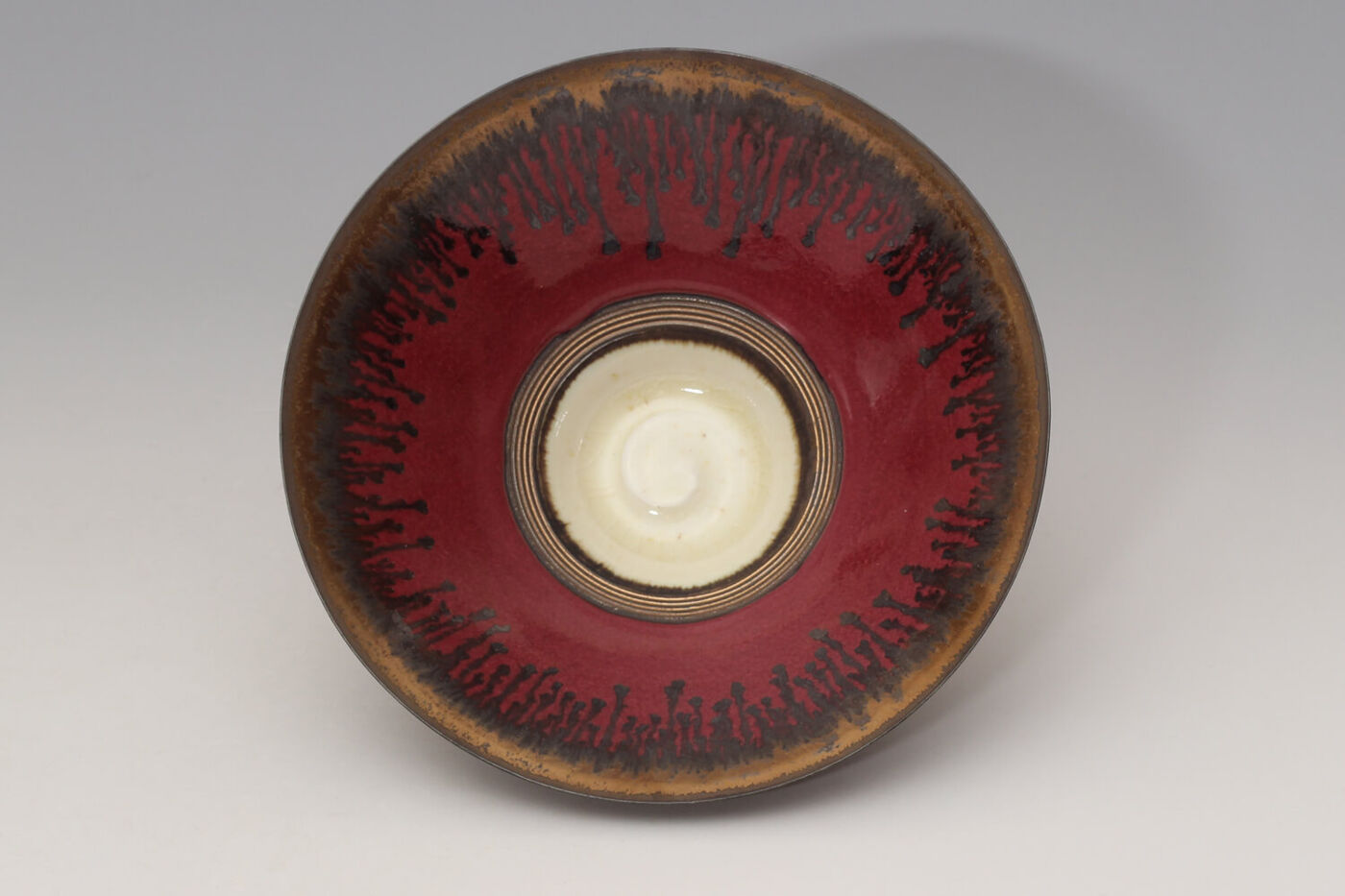 Peter Wills Ceramic Red & Bronze Bowl 233