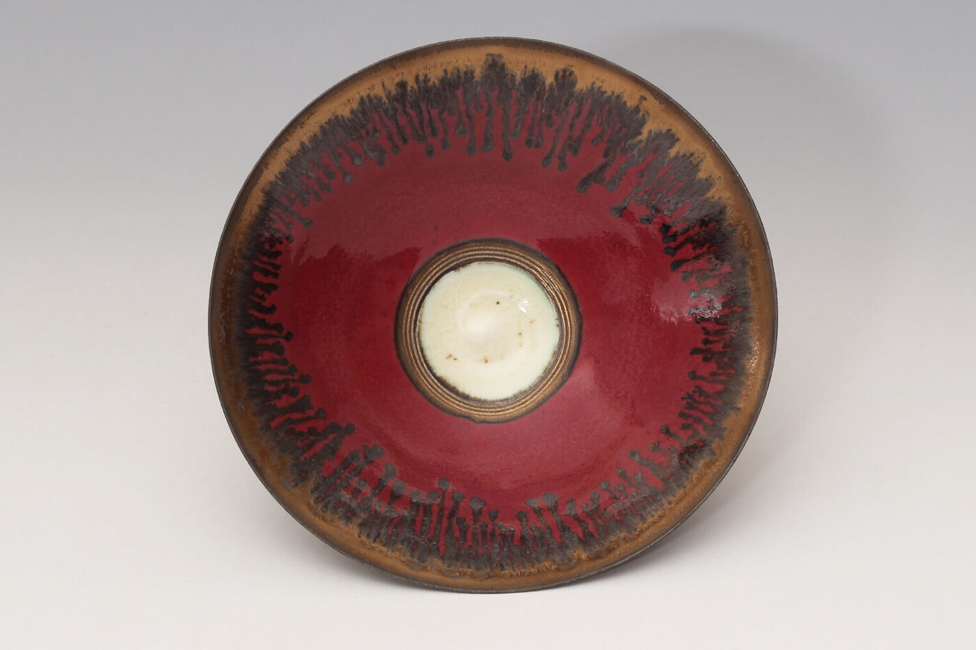 Peter Wills Ceramic Red & Bronze Bowl 234