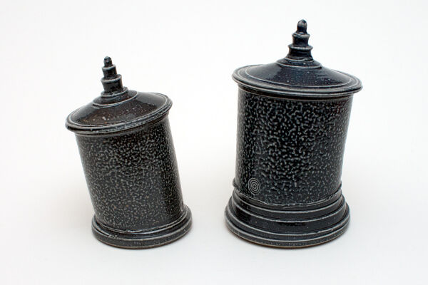 Walter Keeler pair ceramic leaning jars
