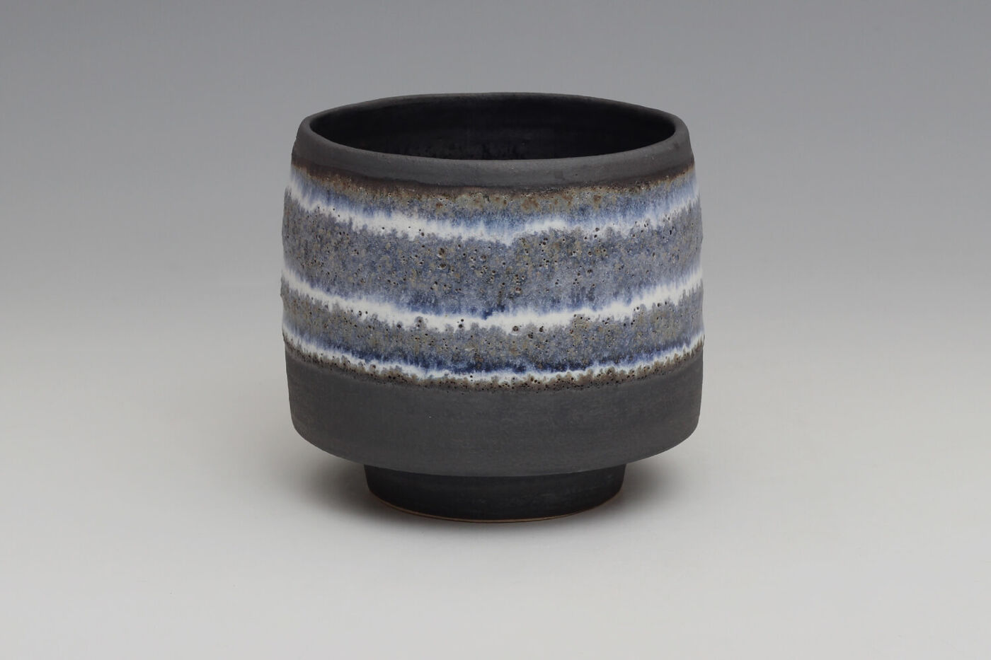 Rosalie Dodds Ceramic Footed Black, Blue & White Bowl 032