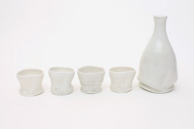 Sandy Lockwood Porcelain Sake Bottle and Cups