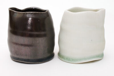 Sandy Lockwood pair of Black & White Ceramic Jugs