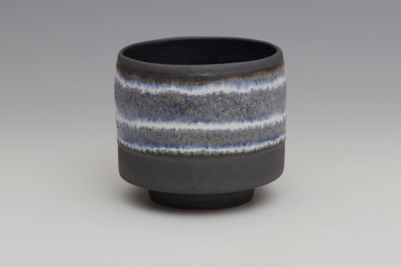 Rosalie Dodds Ceramic Footed Black, Blue & White Bowl 032