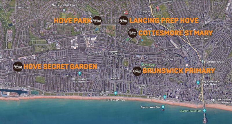 The Outdoors Project Brighton & Hove locations map