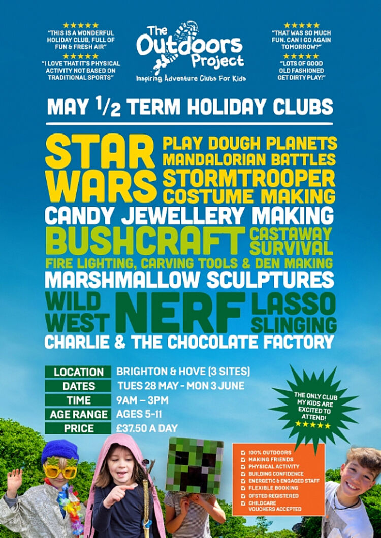 May half term holiday clubs 2024 - Brighton & Hove a4 poster small