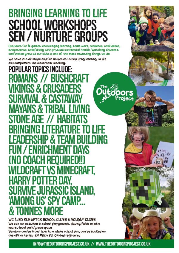 The Outdoors Project - School Workshops, SEN Sessions, Curriculum Topics