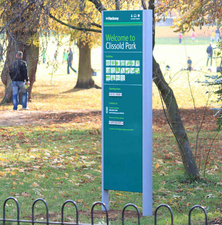 New printed Clissold Park signs, custom made