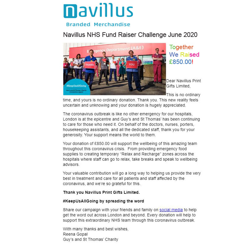 Navillus NHS Fundraiser Challenge 2020