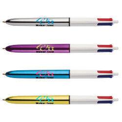 Stylo BIC 4 couleurs SHINE avec lanyard