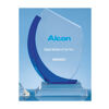 23cm Blue Curve Optical Crystal Flat Engraved Award