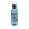 Recycled Bottle with Bamboo Lid (blue with sample branding)