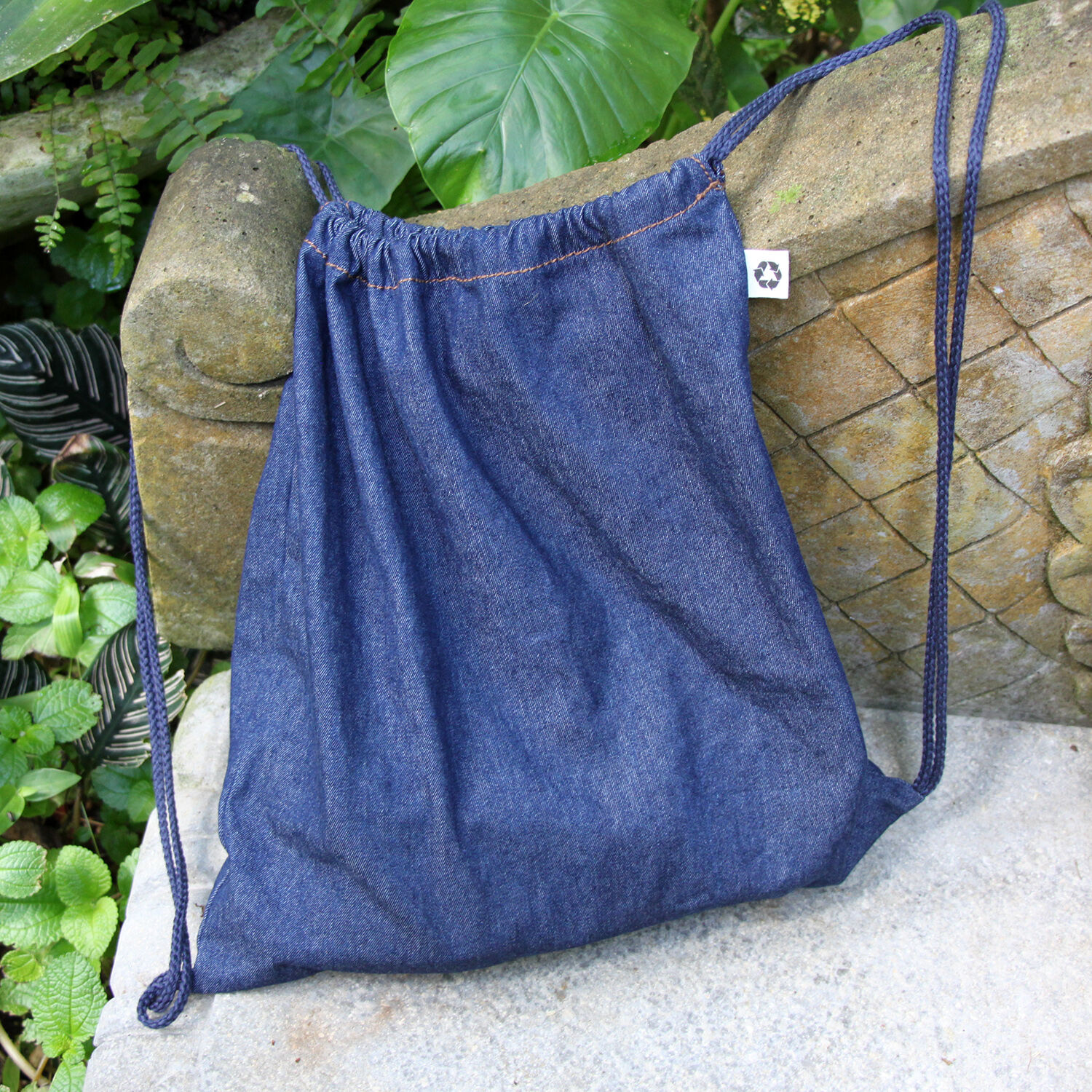 Recycled Denim Drawstring Bag