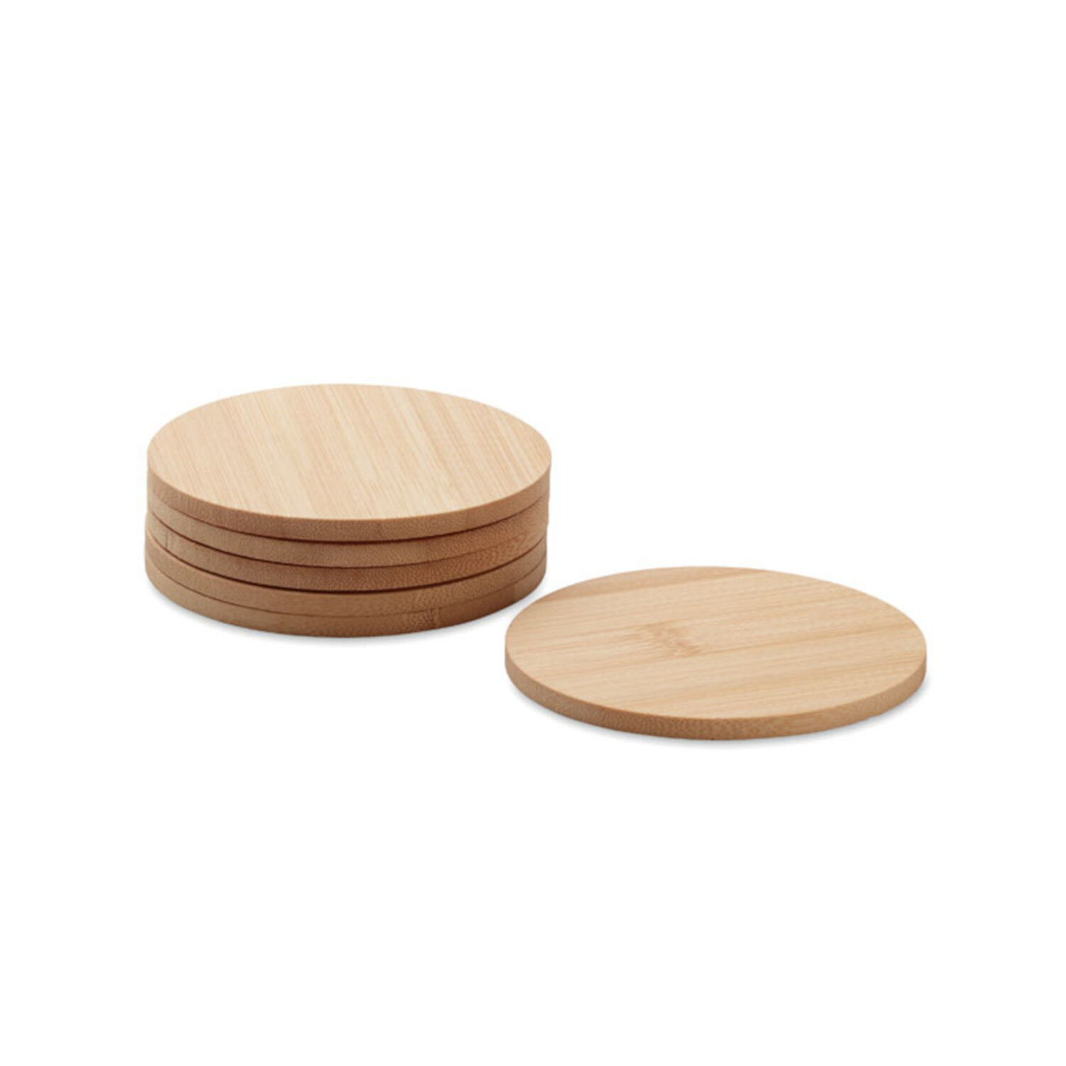 Set of Bamboo Coasters in a Cotton Bag