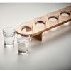 Six Shot Glasses and Bamboo Paddle Tray