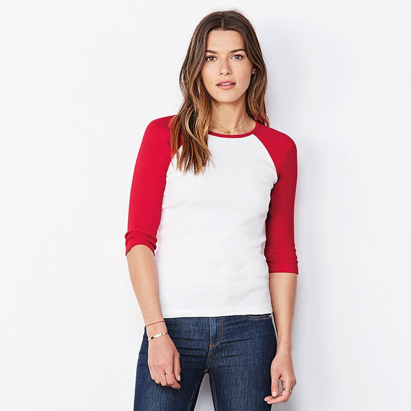 Bella & Canvas Ladies Sleeve Contrast T-shirt White / Red Bella & Canvas Ladies Sleeve Contrast T-shirt White / Red