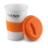 Ceramic Coffee Mug With Silicone Lid Orange
