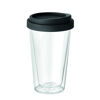 Double walled takeaway glass with silicone lid
